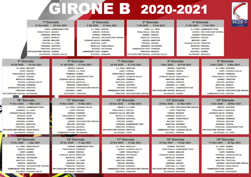 Serie C 2020 21 Il Calendario Completo Del Girone B